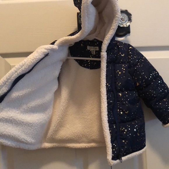 Navy toddler fleece lined coat - Picture 3 of 4